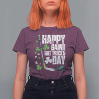 St. Patrick's Day Ice Hockey T Shirt For Women Happy Saint Hat Trick's Lucky Shamrocks