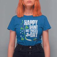 St. Patrick's Day Ice Hockey T Shirt For Women Happy Saint Hat Trick's Lucky Shamrocks