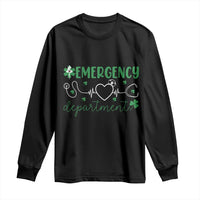 Funny St Patricks Day ER Nurse Long Sleeve Shirt Emergency Department Lucky Shamrocks