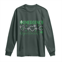 Funny St Patricks Day ER Nurse Long Sleeve Shirt Emergency Department Lucky Shamrocks