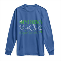Funny St Patricks Day ER Nurse Long Sleeve Shirt Emergency Department Lucky Shamrocks