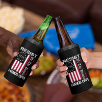 Resist Hands Off 4 in 1 Can Cooler Tumbler Vintage American Betsy Ross Flag We The People