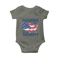 Hands Off My Social Security Baby Onesie Patriotic USA Retirement Protection American Flag