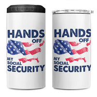 Hands Off My Social Security 4 in 1 Can Cooler Tumbler Patriotic USA Retirement Protection American Flag