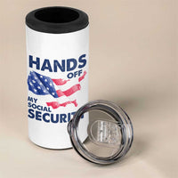 Hands Off My Social Security 4 in 1 Can Cooler Tumbler Patriotic USA Retirement Protection American Flag