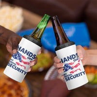 Hands Off My Social Security 4 in 1 Can Cooler Tumbler Patriotic USA Retirement Protection American Flag