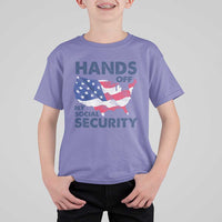 Hands Off My Social Security T Shirt For Kid Patriotic USA Retirement Protection American Flag