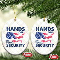 Hands Off My Social Security Ceramic Ornament Patriotic USA Retirement Protection American Flag - Wonder Print Shop