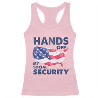 Hands Off My Social Security Racerback Tank Top Patriotic USA Retirement Protection American Flag