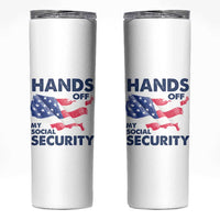 Hands Off My Social Security Skinny Tumbler Patriotic USA Retirement Protection American Flag