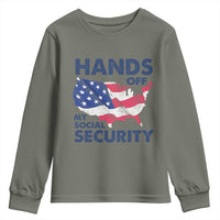 Hands Off My Social Security Youth Sweatshirt Patriotic USA Retirement Protection American Flag