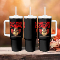 Keep Your Tiny Hands Off Canada Tumbler With Handle Not For Sale Canadian Maple Leaf Beaver