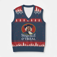 Funny Shaquille Oatmeal V-Neck Knit Sweater Vest Shaq O'neal Meme Cereal Parody - Wonder Print Shop