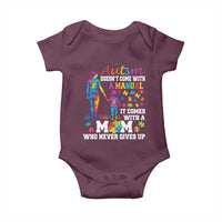 Autism Mom Baby Onesie Who Never Gives Up Family Support Autistic