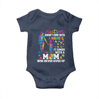 Autism Mom Baby Onesie Who Never Gives Up Family Support Autistic