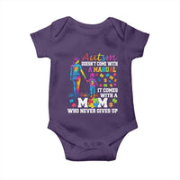 Autism Mom Baby Onesie Who Never Gives Up Family Support Autistic
