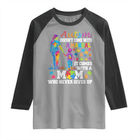Autism Mom Raglan Shirt Who Never Gives Up Family Support Autistic