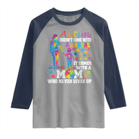 Autism Mom Raglan Shirt Who Never Gives Up Family Support Autistic