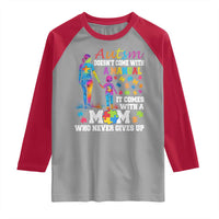 Autism Mom Raglan Shirt Who Never Gives Up Family Support Autistic