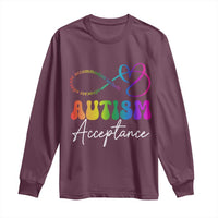 Autism Acceptance Long Sleeve Shirt Advocate Educate Accomodate Include Rainbow Infinity Symbol