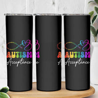 Autism Acceptance Skinny Tumbler Advocate Educate Accomodate Include Rainbow Infinity Symbol