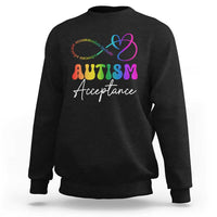 Autism Acceptance Sweatshirt Advocate Educate Accomodate Include Rainbow Infinity Symbol