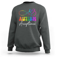 Autism Acceptance Sweatshirt Advocate Educate Accomodate Include Rainbow Infinity Symbol