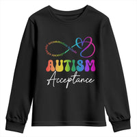 Autism Acceptance Youth Sweatshirt Advocate Educate Accomodate Include Rainbow Infinity Symbol