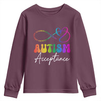 Autism Acceptance Youth Sweatshirt Advocate Educate Accomodate Include Rainbow Infinity Symbol