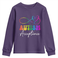 Autism Acceptance Youth Sweatshirt Advocate Educate Accomodate Include Rainbow Infinity Symbol