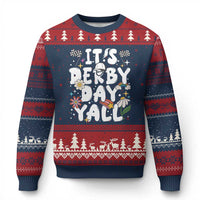 It's Derby Day Y'All Ugly Christmas Sweater Retro Groovy KY Horse Racing