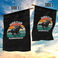 Giddy Up Madafakas Retro Sunset Horse Racing Garden Flag Funny Sarcastic Equestrian Jockey Vintage 70s