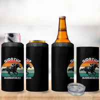 Giddy Up Madafakas Retro Sunset Horse Racing 4 in 1 Can Cooler Tumbler Funny Sarcastic Equestrian Jockey Vintage 70s