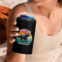 Giddy Up Madafakas Retro Sunset Horse Racing 4 in 1 Can Cooler Tumbler Funny Sarcastic Equestrian Jockey Vintage 70s
