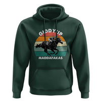 Giddy Up Madafakas Retro Sunset Horse Racing Hoodie Funny Sarcastic Equestrian Jockey Vintage 70s