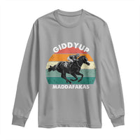 Giddy Up Madafakas Retro Sunset Horse Racing Long Sleeve Shirt Funny Sarcastic Equestrian Jockey Vintage 70s