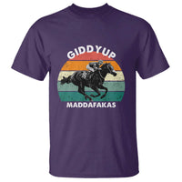 Giddy Up Madafakas Retro Sunset Horse Racing T Shirt Funny Sarcastic Equestrian Jockey Vintage 70s