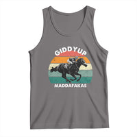 Giddy Up Madafakas Retro Sunset Horse Racing Tank Top Funny Sarcastic Equestrian Jockey Vintage 70s