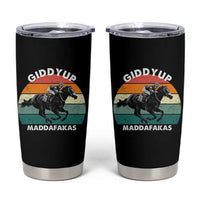 Giddy Up Madafakas Retro Sunset Horse Racing Tumbler Cup Funny Sarcastic Equestrian Jockey Vintage 70s