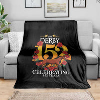 Celebrating 152 Years Horse Racing Anniversary Horseshoe Graphic Throw Blanket Elegant Run Lucky Charm Floral 152nd Anniversary