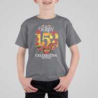 Celebrating 152 Years Horse Racing Anniversary Horseshoe Graphic T Shirt For Kid Elegant Run Lucky Charm Floral 152nd Anniversary