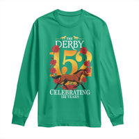 Celebrating 152 Years Horse Racing Anniversary Horseshoe Graphic Long Sleeve Shirt Elegant Run Lucky Charm Floral 152nd Anniversary