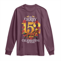 Celebrating 152 Years Horse Racing Anniversary Horseshoe Graphic Long Sleeve Shirt Elegant Run Lucky Charm Floral 152nd Anniversary