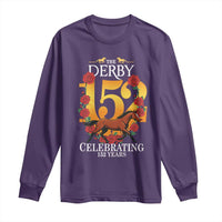 Celebrating 152 Years Horse Racing Anniversary Horseshoe Graphic Long Sleeve Shirt Elegant Run Lucky Charm Floral 152nd Anniversary