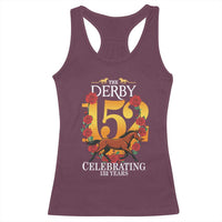 Celebrating 152 Years Horse Racing Anniversary Horseshoe Graphic Racerback Tank Top Elegant Run Lucky Charm Floral 152nd Anniversary