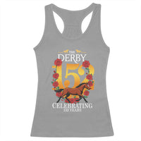 Celebrating 152 Years Horse Racing Anniversary Horseshoe Graphic Racerback Tank Top Elegant Run Lucky Charm Floral 152nd Anniversary