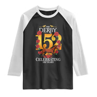 Celebrating 152 Years Horse Racing Anniversary Horseshoe Graphic Raglan Shirt Elegant Run Lucky Charm Floral 152nd Anniversary
