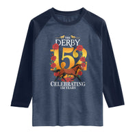 Celebrating 152 Years Horse Racing Anniversary Horseshoe Graphic Raglan Shirt Elegant Run Lucky Charm Floral 152nd Anniversary