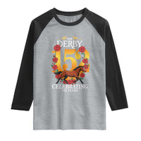 Celebrating 152 Years Horse Racing Anniversary Horseshoe Graphic Raglan Shirt Elegant Run Lucky Charm Floral 152nd Anniversary