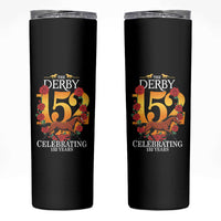 Celebrating 152 Years Horse Racing Anniversary Horseshoe Graphic Skinny Tumbler Elegant Run Lucky Charm Floral 152nd Anniversary